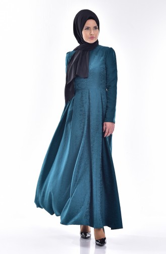 Emerald Green Hijab Dress 7157-06