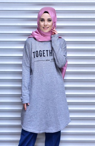 Pull Tricot Manches Chauve-Souris 6575-01 Gris 6575-01