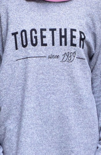 Pull Tricot Manches Chauve-Souris 6575-01 Gris 6575-01