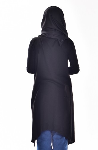 Uzun Triko Yelek 1143-06 Siyah