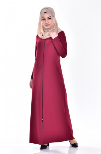 Abaya a Fermeture 1510-01 Bordeaux 1510-01