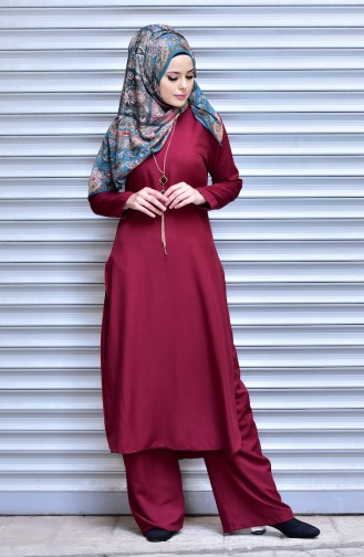 Tunik Pantolon İkili Takım 6011-03 Bordo