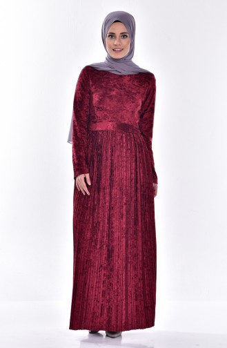 Claret Red Hijab Dress 81477-02