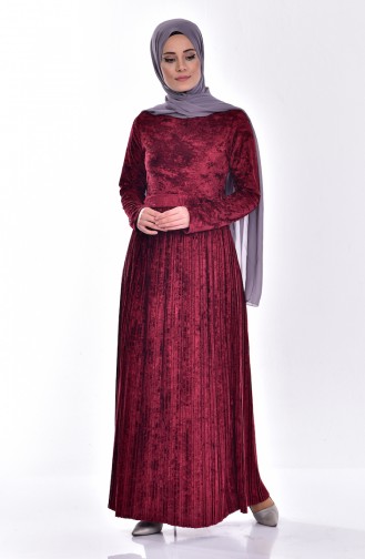 Claret Red Hijab Dress 81477-02
