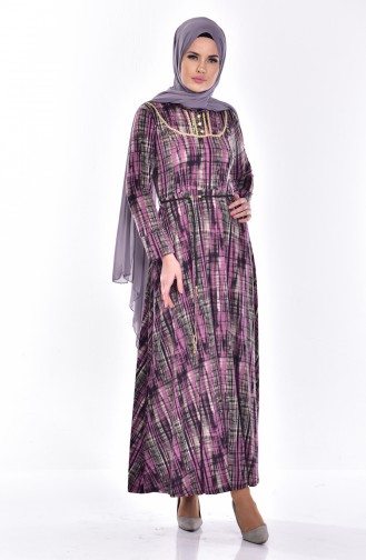 Lilac Hijab Dress 7467-02