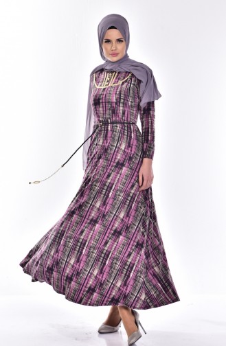 Lilac Hijab Dress 7467-02
