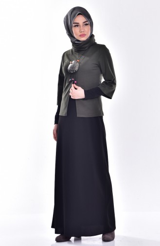 Khaki Hijab Dress 4208-02