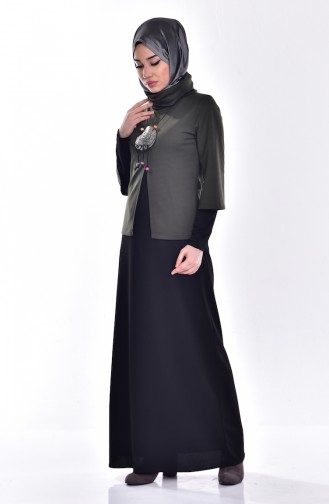 Khaki Hijab Dress 4208-02