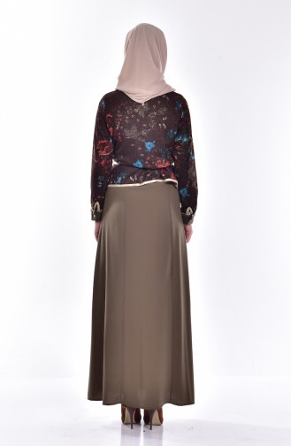 Khaki Hijab Dress 7473-03