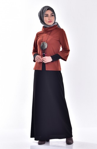 Brick Red Hijab Dress 4208-04