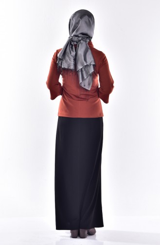 Brick Red Hijab Dress 4208-04
