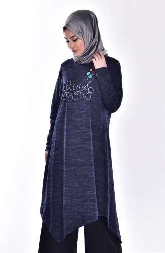 Yarasa Kol Örme Tunik 0896-03 Lacivert