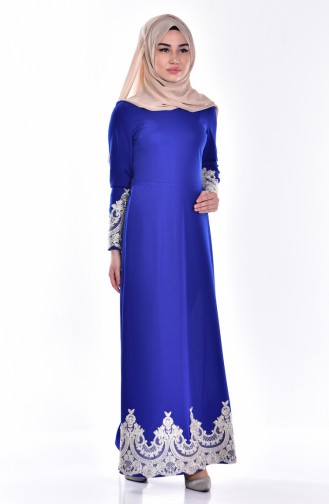 Saxe Hijab Dress 3013-06