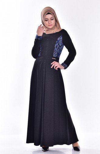 Black Hijab Dress 7325-01