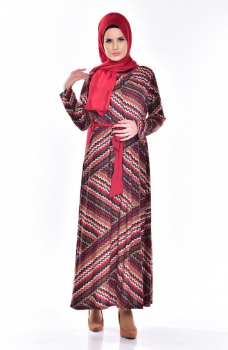 Red Hijab Dress 7302-02