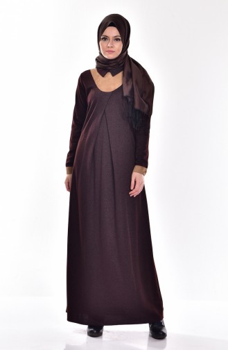 Brown Hijab Dress 7330-01