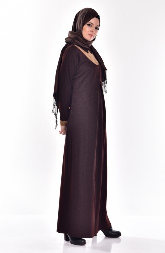 Brown Hijab Dress 7330-01