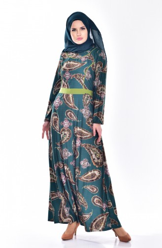 Green Hijab Dress 7468-05