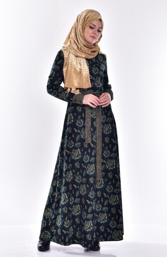 Green Hijab Dress 7553-02