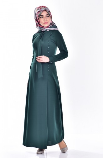 Tie Collar Dress 4417-07 Emerald Green 4417-07