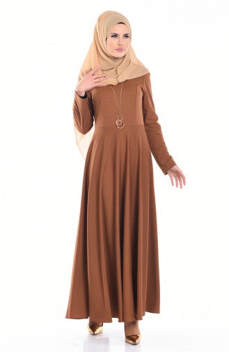 فستان بني فاتح 3001-01