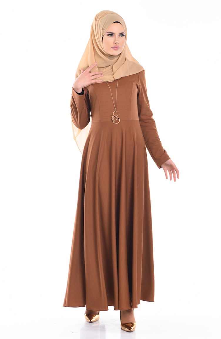 فستان بني فاتح 3001-01