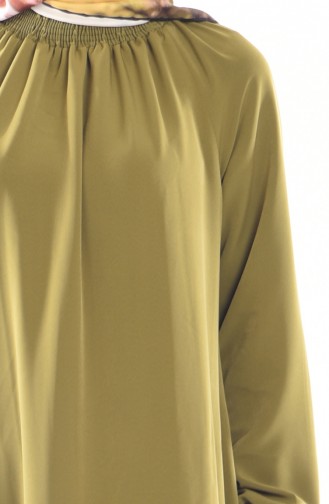Kolu Lastikli Elbise 0021-02 Fıstık Yeşili