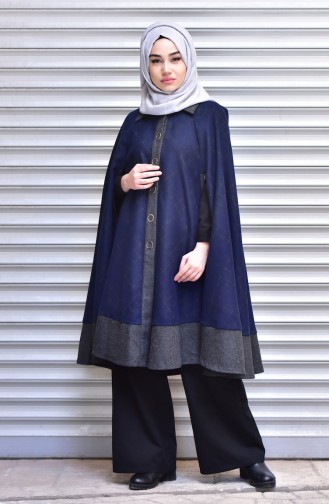 Navy Blue Poncho 5013-01