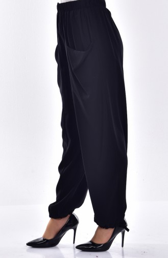 Pantalon Large avec Poches 0550-03 Noir 0550-03