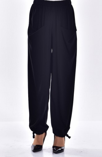 Pantalon Large avec Poches 0550-03 Noir 0550-03