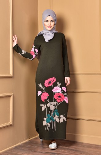 Dark Khaki Hijab Dress 2780-19