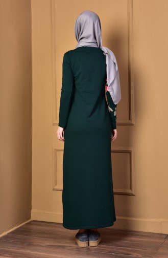 Bedrucktes Kleid mit Zwei Garne 2780-18 Dunkel Smaragdgrün 2780-18