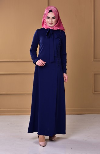 Light Navy Blue Hijab Dress 4417-08