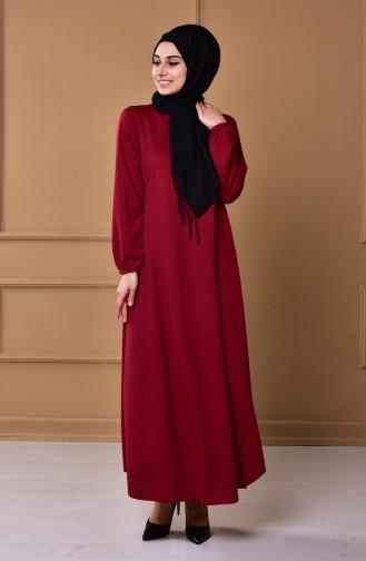 Claret Red Hijab Dress 0006-05