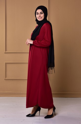 Claret Red Hijab Dress 0006-05