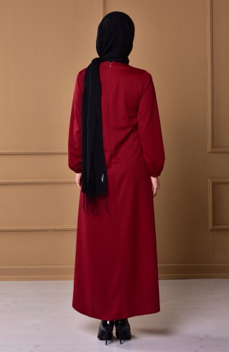 Claret Red Hijab Dress 0006-05