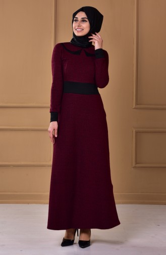 Claret Red Hijab Dress 4450-02