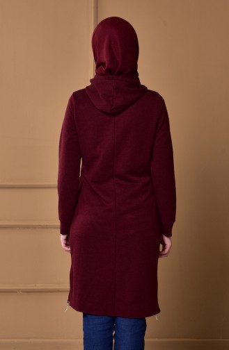 Kapüşonlu Spor Tunik 5320-01 Bordo