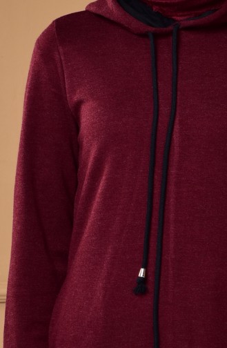 Kapüşonlu Spor Tunik 5320-01 Bordo