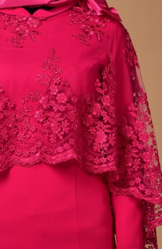 Fuchsia Hijab-Abendkleider 0392-02