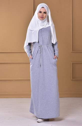 فستان بتصميم رياضي مزموم بحزام عند الخصر 1516-02