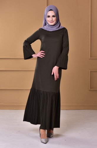 Khaki Hijab Dress 1633-02
