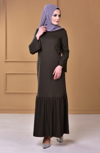 Khaki Hijab Dress 1633-02