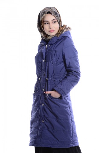 Quilted Coat with Pockets 6446-02 Indigo 6446-02