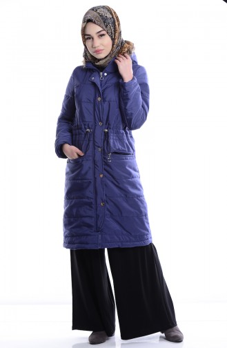 Quilted Coat with Pockets 6446-02 Indigo 6446-02