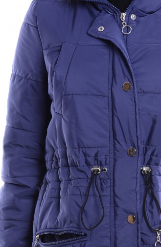 Quilted Coat with Pockets 6446-02 Indigo 6446-02