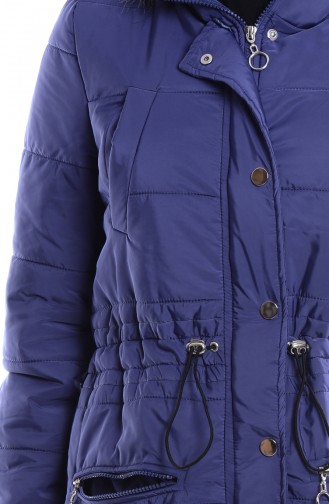 Manteau Matelassée avec Poches 6446-02 İndigo 6446-02