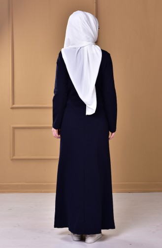 Navy Blue Hijab Dress 1516-05