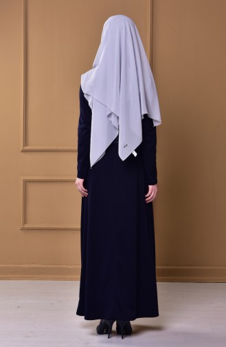 Navy Blue Hijab Dress 0544-04