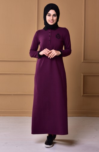 Plum Hijab Dress 2856-11